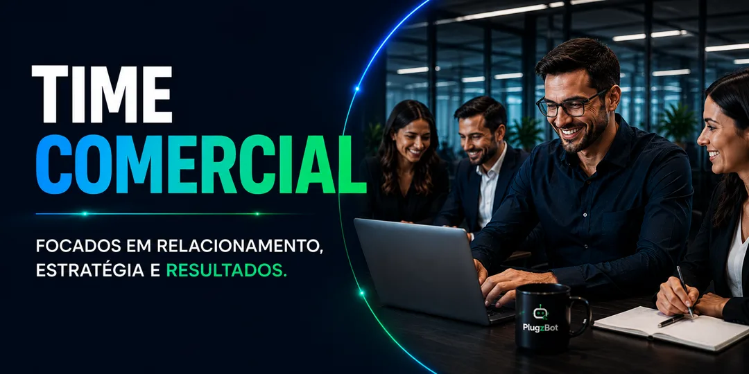 Time comercial reunido — foco em relacionamento, estratégia e resultados que impulsionam seu negócio